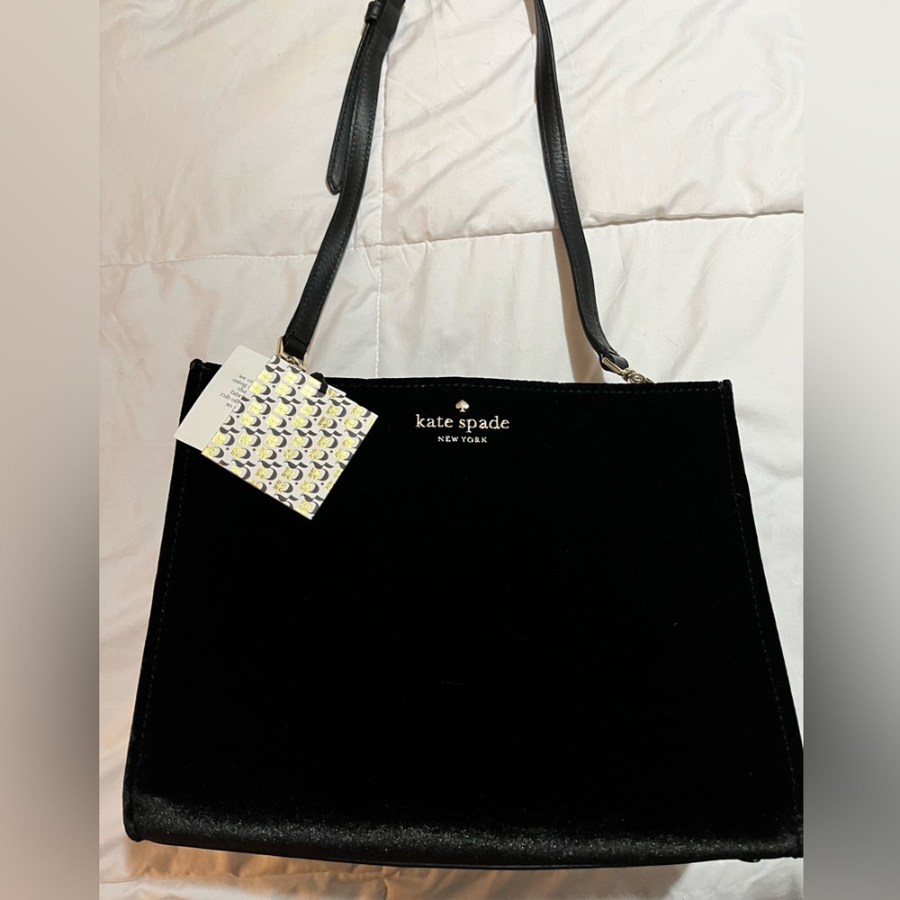 Kate Spade- black velvet ‘Thompson Street’ bag. NWT.